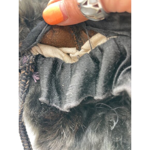 Vintage Black Fur Hand Muff Drawstring Victorian - Picture 5 of 6